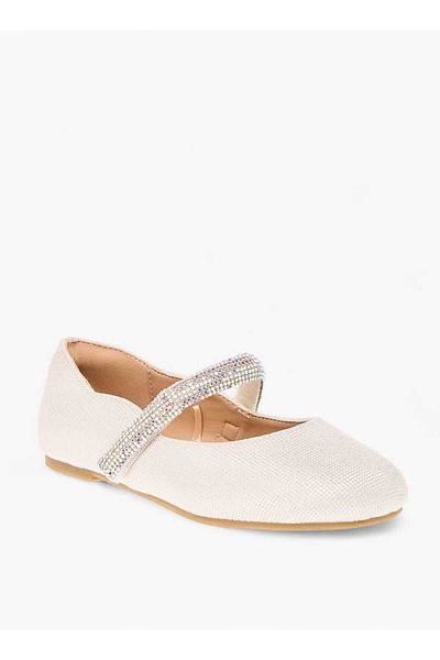 Celeste Girls' Embellished Ballerina Shoes with Hook and Loop Closure