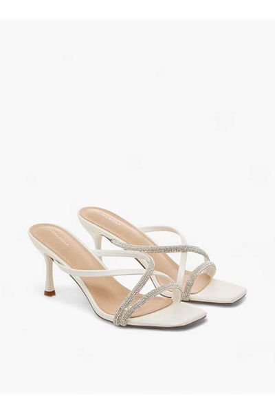Flora Bella by Shoexpress Flora Bella Embellished Slip-On Sandals with Stiletto Heels