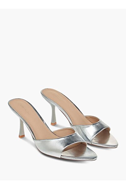 Flora Bella by Shoexpress Flora Bella Metallic Slip-On Sandals with Flared Heels