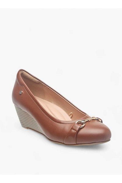 Celeste Women's Metal Accent Slip-On Ballerina Shoes with Wedge Heels