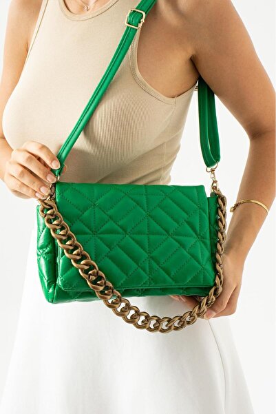 Kaya Bag Geantă de umăr și crossbody pentru femei, verde iarbă, dimensiune 15x26