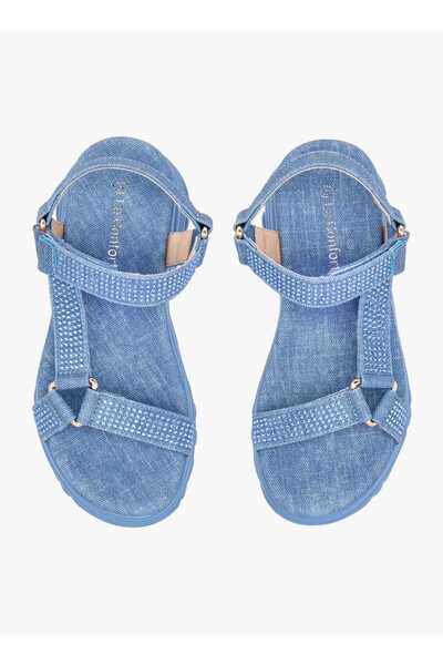 Le Confort Embellished Chunky Sole Strap Sandals with Hook and Loop Closure