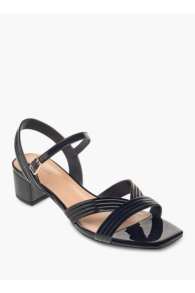 Celeste Women's Textured Strap Sandals with Block Heels and Buckle Closure