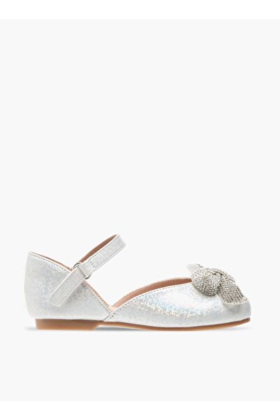 Juniors Juniors Embellished Bow Ballerina Shoes with Hook and Loop Closure