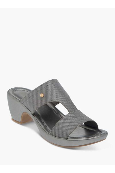 Flora Bella by Shoexpress Flora Bella Textured Slip-On Sandals with Block Heels