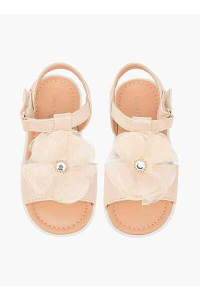 Barefeet Barefeet Flower Applique Sandals with Hook and Loop Closure