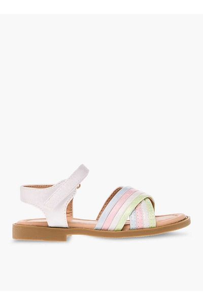 Juniors Colourblock Cross Strap Sandals with Hook and Loop Closure