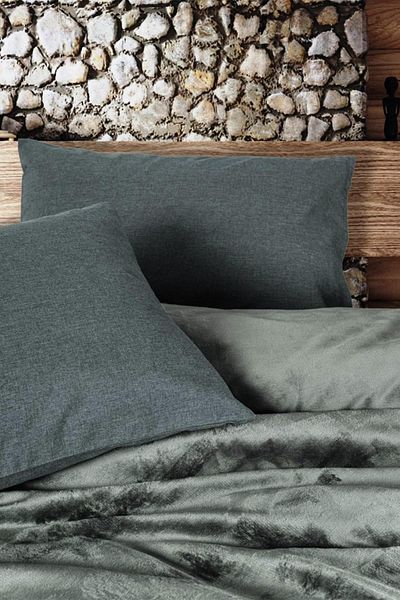 Cotton Box Σετ Παπλωματοθήκη Flossy Grey Velvet Διπλό |   Μαλακό και κομψό σχέδιο