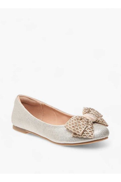 Little Missy Bow Embellished Slip-On Ballerina Shoes