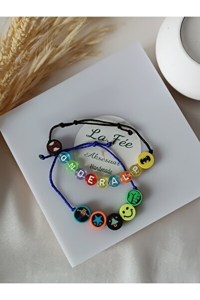 La fee aksesuar Erkek çocuk isim bileklik 2'li set okul karne hediye oyuncak ...