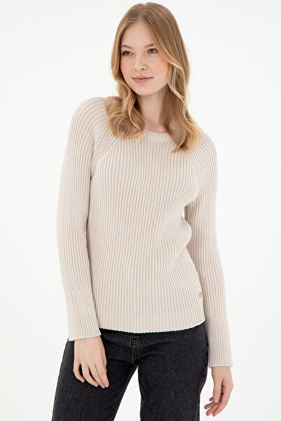 U.S. Polo Assn. Kadın Krem Bisiklet Yaka Kazak 50297095-VR071