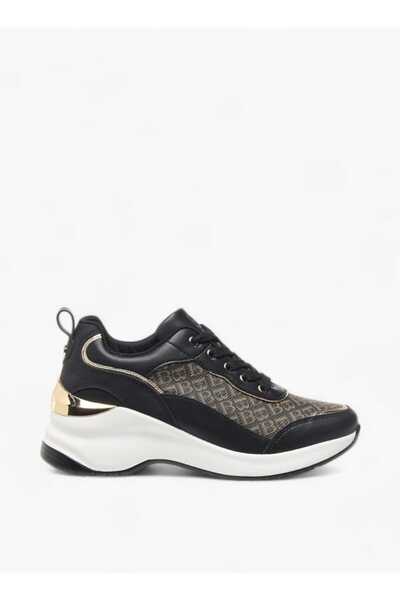 Flora Bella by Shoexpress Flora Bella Monogram Textured Sneakers with Lace-Up Closure