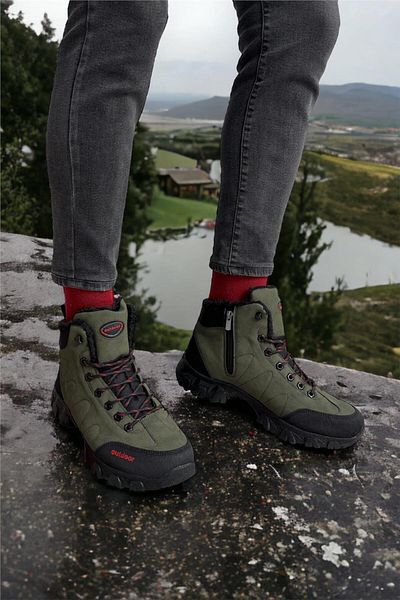 Jagulep Μακριές μπότες πεζοπορίας Unisex σε χακί χρώματος Cold Proof