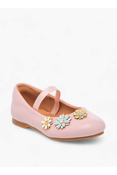 Juniors Floral Embellished Slip-On Ballerina Shoes with Elastic Strap