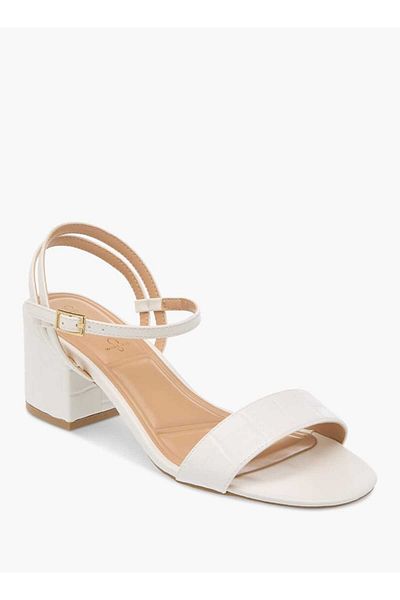 Celeste Women's Textured Sandals with Block Heels and Buckle Closure