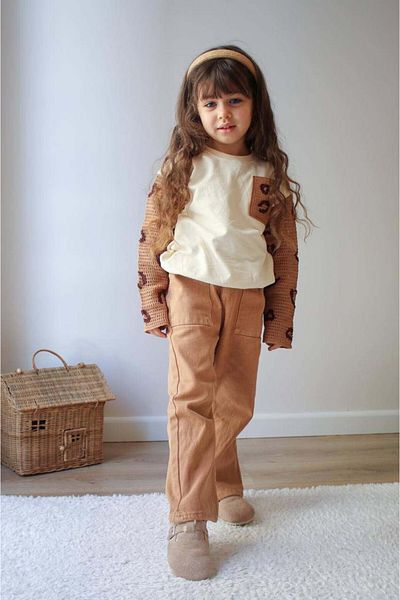 MİNİKO KİDS Tri̇Ko Modelli̇ Punch Embroidereḋ Gabardi̇N 2-Piece Set with Trousers
