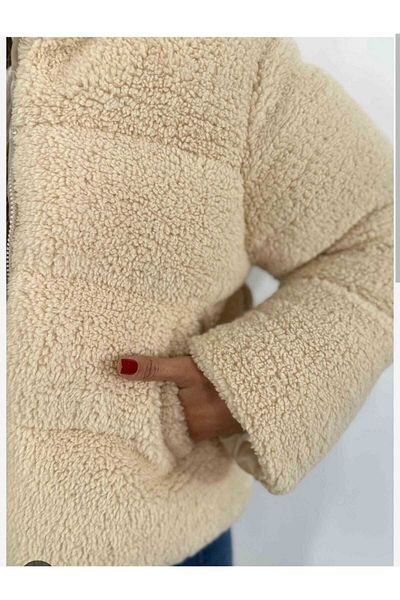 Tünel moda Plush Soft Fabric Embossed Coat
