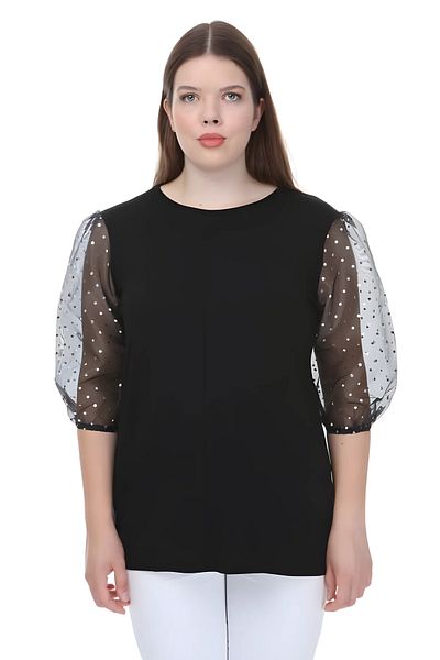 Hanezza Balloon Sleeve Detailed Blouse