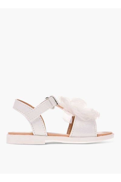 Barefeet Flower Applique Sandals with Hook and Loop Closure