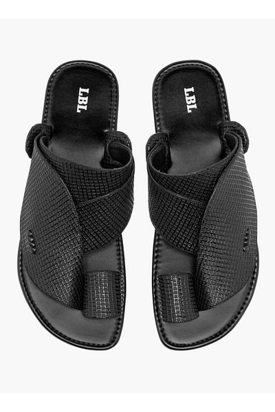 LBL by Shoexpress Textured Slip-On Arabic Sandals with Toe Loop
