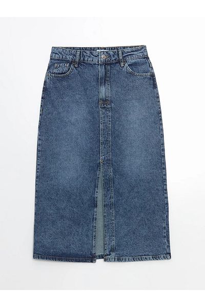 LC Waikiki LCWAIKIKI Klassischer Indigo-Jeansrock mit schmaler Passform für Damen