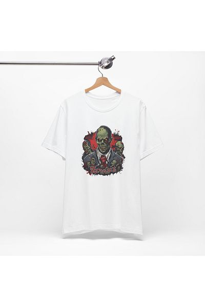 IVART Unisex Zombie Printed Crew Neck 100% βαμβακερό κοντομάνικο μπλουζάκι
