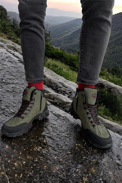 Jagulep Μακριές μπότες πεζοπορίας Unisex σε χακί χρώματος Cold Proof