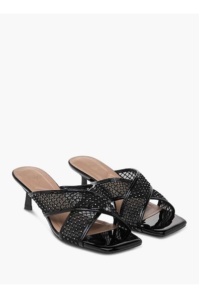 Celeste Women's Embellished Slip-On Cross Strap Sandals with Kitten Heels