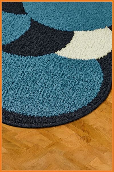 Alony Home Blue Patterned Carpet Mat - Flat Surface, Non-Slip Base, Interior Door and Hallway Kitchen 60X90