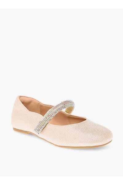 Celeste Girls' Embellished Ballerina Shoes with Hook and Loop Closure