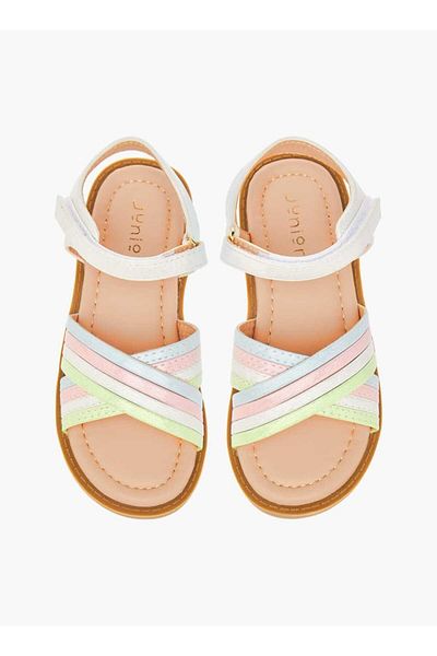 Juniors Colourblock Cross Strap Sandals with Hook and Loop Closure