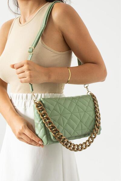 Kaya Bag حقيبة كتف وحقيبة كروس نسائية باللون الأخضر مقاس 15x26