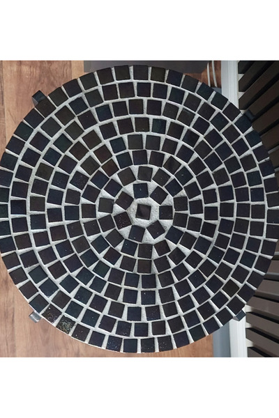 EL YAPIMI El Yapımı Mozaik Desenli Yuvarlak Sehpa