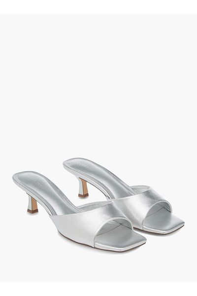 Celeste Women's Solid Slip-On Sandals with Kitten Heels