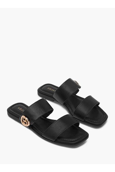 Celeste Monogram Print Slip-On Sandals