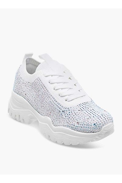 Celeste Girls' Embellished Sneakers with Chunky Sole and Lace-Up Closure