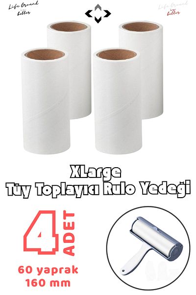 LİGROUND 4Pcs Xlarge Lint Collector Roller Replacement Large Size Replacement (Replacement Roller Only)