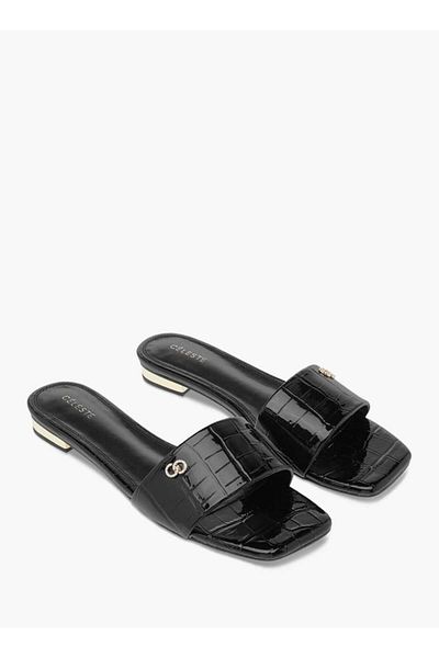 Celeste Celeste Women's Logo Accent Slip-On Flat Sandals