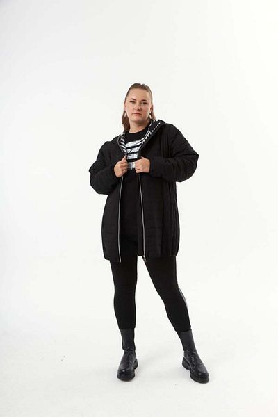 RMG Gamze Fashion Butik Plus Size Toast Quilted Coat Black