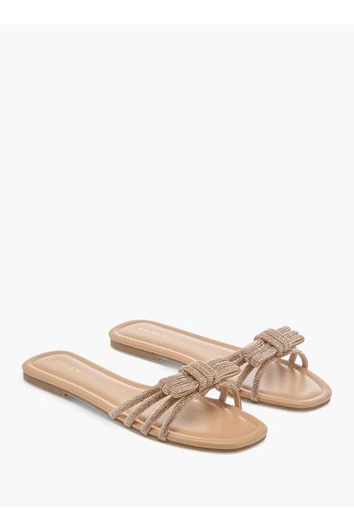 Celeste Women's Embellished Bow Detail Slip-On Flat Sandals