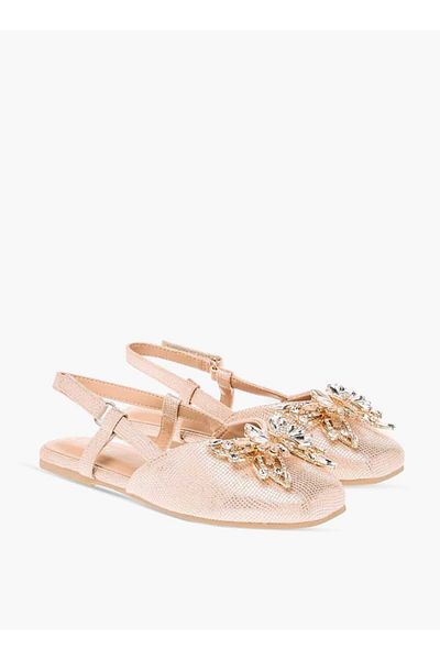 Celeste Girls' Butterfly Embellished Sandals with Hook and Loop Closure