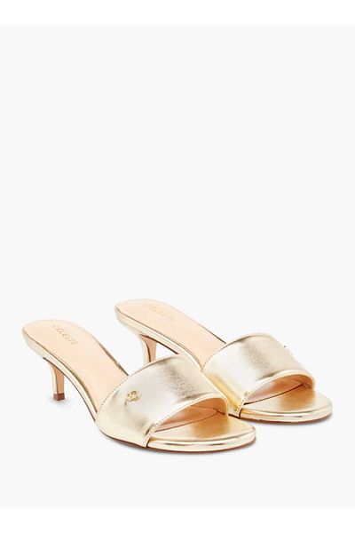 Celeste Women's Solid Slip-On Sandals with Kitten Heels