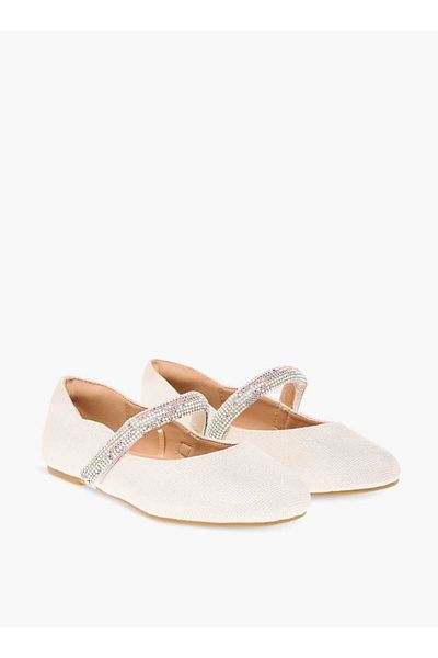 Celeste Girls' Embellished Ballerina Shoes with Hook and Loop Closure
