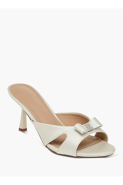 Flora Bella by Shoexpress Flora Bella Bow Accent Slip-On Sandals with Stiletto Heels