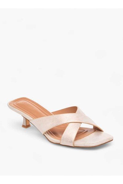 Celeste Women's Cross Strap Slip-On Sandals with Kitten Heels
