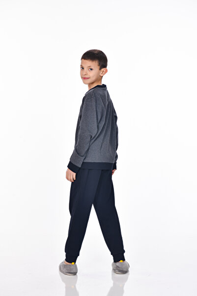 M MOONCOVER Mooncover Erkek Çocuk Mevsimlik Pamuklu Interlok Pijama Takımı – Lacivert