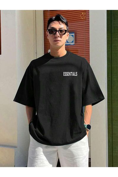DEEPSENCE Men's Oversize Essentials Black T-Shirt