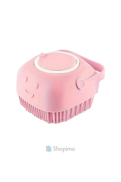 Shopimo Silicone Bath Scrub with Hopper - Travel Massage Brush with Shampoo Hopper