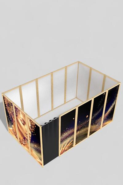 Fupe Shop Doğal Ahşap Gold Kadın Oda Paravan Giyinme Kabini FP-224161