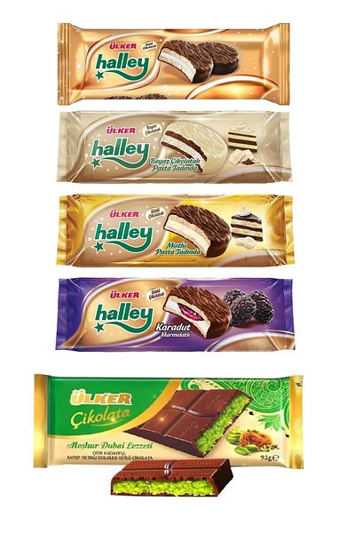 Ülker Country Halley Mixed 4 Pack and Country Dubai Chocolate with Gift